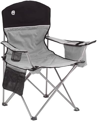 Coleman Portable Camping Chair with 4-Can Cooler, Cushioned Seat & Back with Side Pockets & Cup Holder, Carry Bag Included, Great for Camping, Tailgating, Firepits, Patio, & More