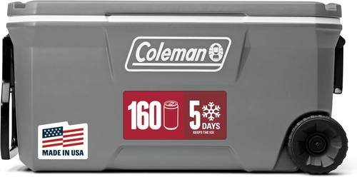 Coleman Classic Series Insulated Portable Rolling Cooler with Wheels, Leak-Resistant Outdoor Hard Cooler Keeps Ice up to 5 Days