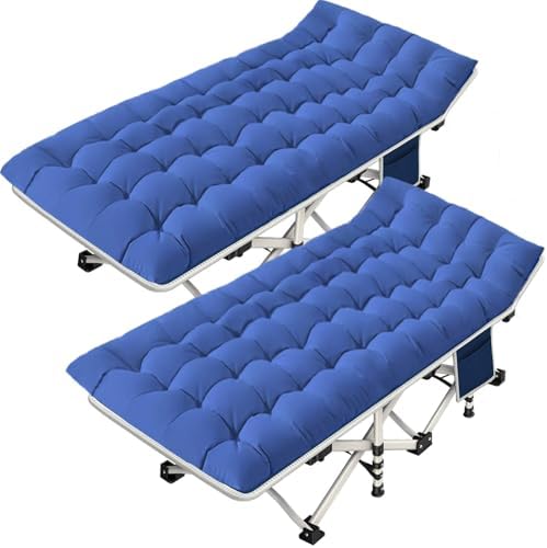 2 Pack Camping Cot with Mattress, Folding Camping Cot for Adults