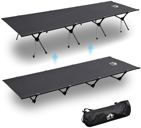 Night Cat Camping Cot Bed - Portable Folding Sleeping Cots for Adults 1-Person Outdoor Elevated Off-Ground Beds Easy Set-up Army Sleeping Bed 87"x28"