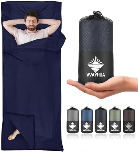 Sleeping Bag Liner, Self Tan Sleep Sack, Adult Sleep Sack, Two-Way-Zipper Expose Feet Separately, Portable Single Camping Travel Sheets for Hotel,Hostels,Business Trips