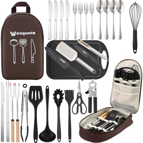 Wesqunie Silicone Cooking Utensils Set, Cookware Set for Outdoor Camping