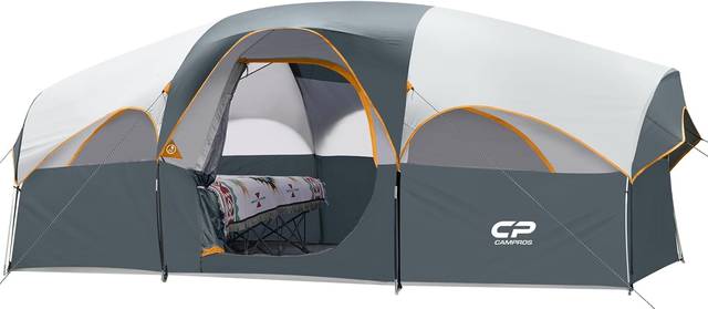 CAMPROS CP 8 Person Camping Tent, Room Divider, Rainfly, Weather Resistant
