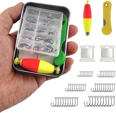 Mini Survival Fishing Kit–Compact Emergency Gear for Camping,Hiking,Bushcraft,Backpacking Small Tackle Box with Hooks,Line,Tools