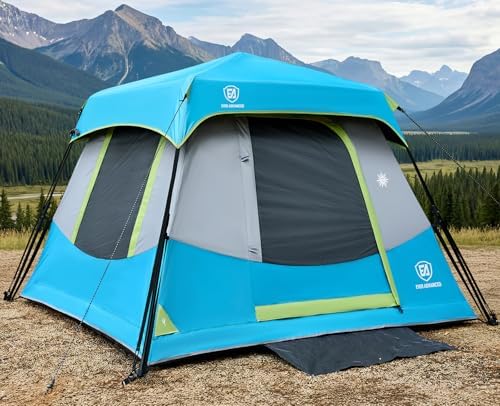 EVER ADVANCED 4 Person Blackout Camping Tent, 60s Easy Setup Instant Cabin Tent