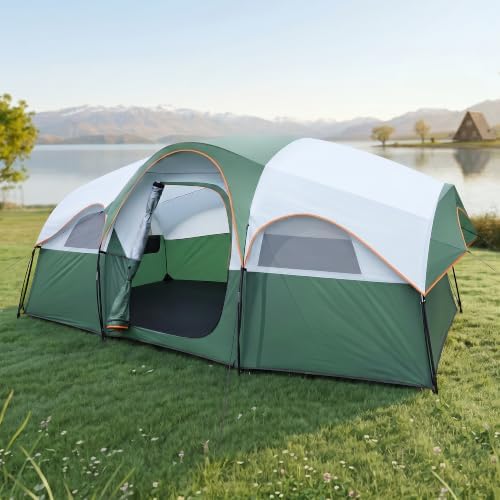 Camping Tent for 8 Person, 3 Room Family Tent with Rainfly